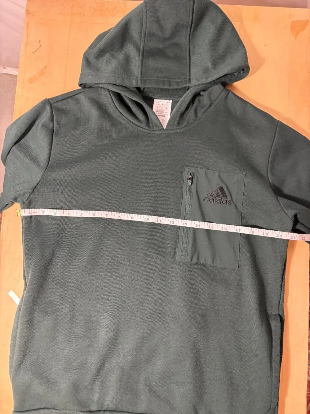 Adidas Men’s Forest Green Zip Pocket Fleece Hoodie M